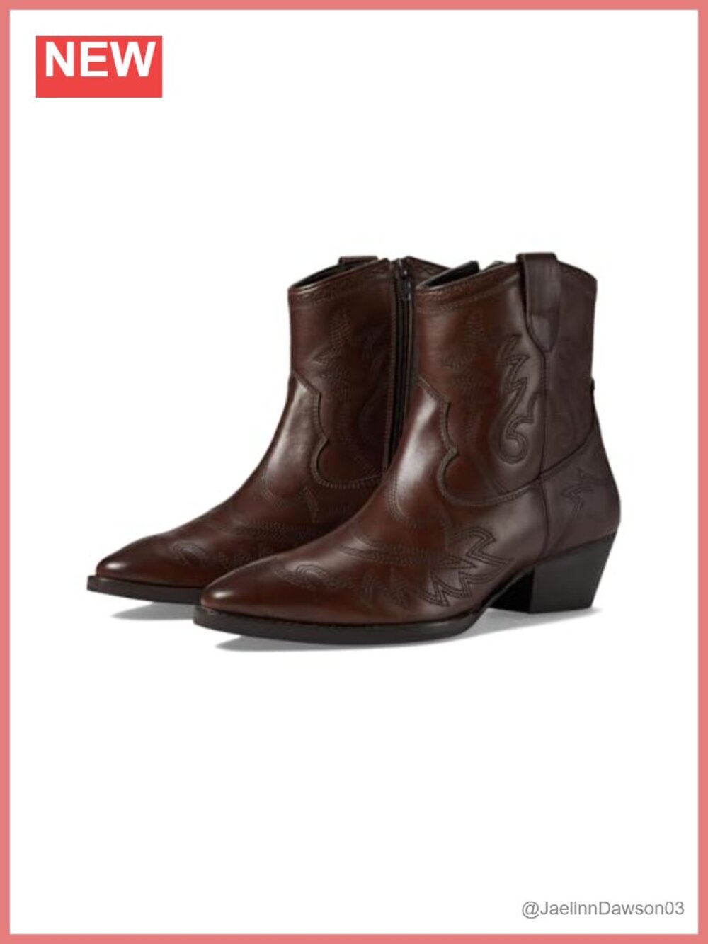 Seychelles Leather Ankle Booties Pointed Toe Stacked Heel Western